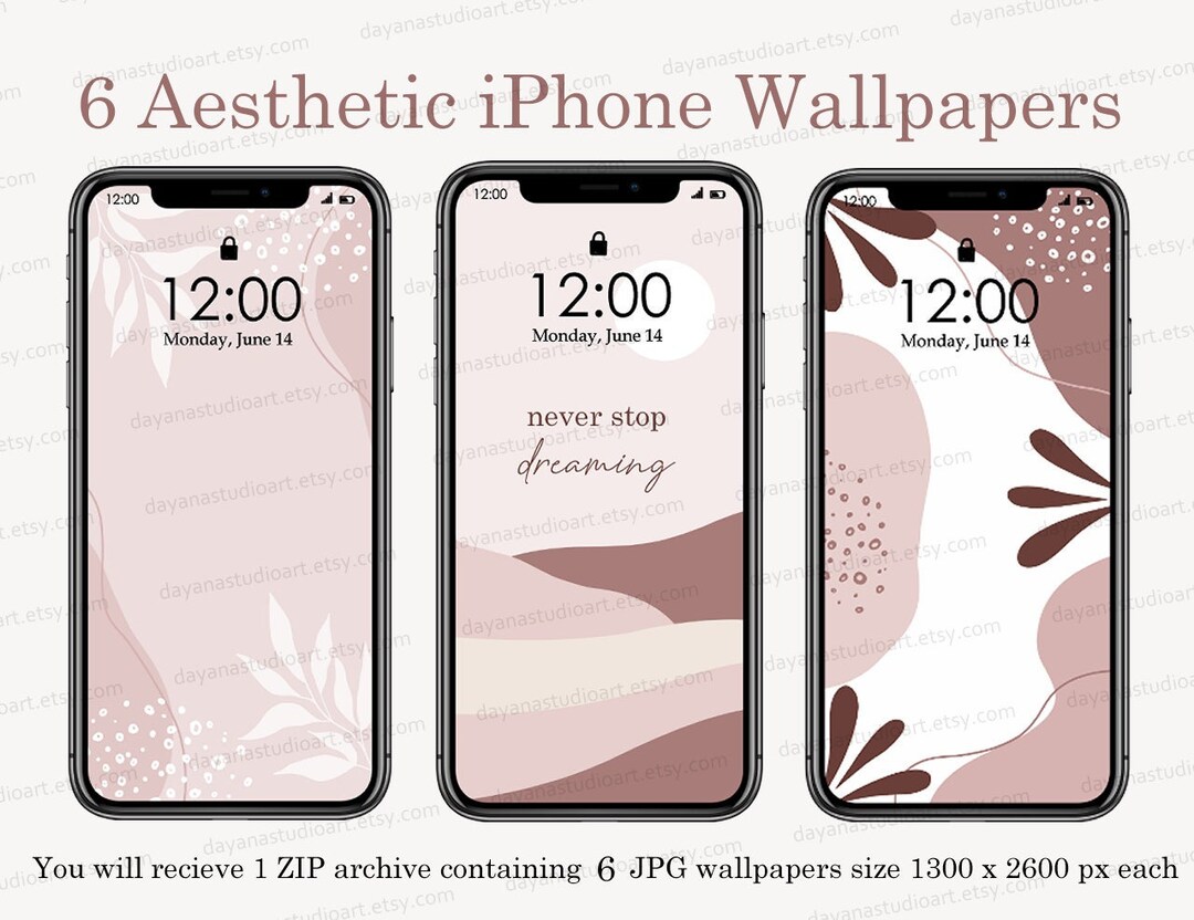 Minimalist iPhone Wallpaper Pack, Boho Phone Wallpapers, Aesthetic