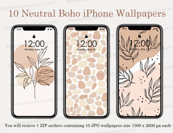 10 Boho Iphone Wallpapers Digital Download Beige Pink Blue Etsy