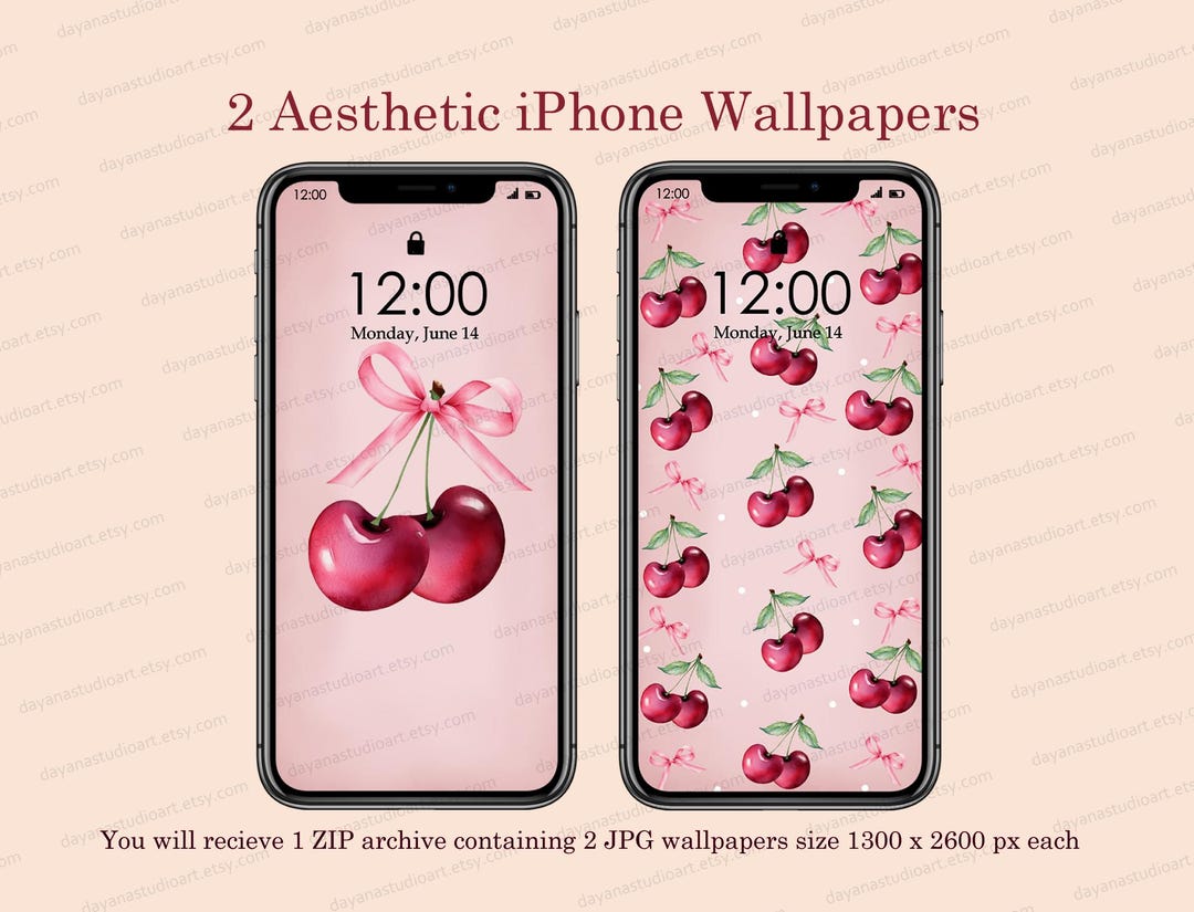 Pink BOW COQUETTE Cherry Wallpaper, Pink Bow Phone Wallpaper, Cherry ...