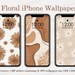 Boho iPhone Wallpapers Digital Download , Beige Cream Brown Aesthetic Wallpaper iPhone , Shapes wallpaper , Neutral Floral Phone Background 