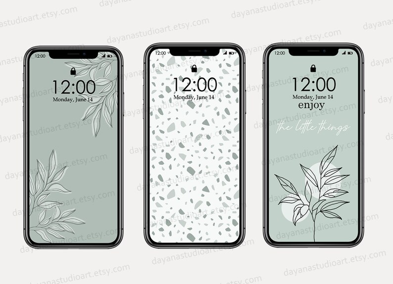 Boho iPhone Wallpapers Digital Download , Green Aesthetic Wallpaper