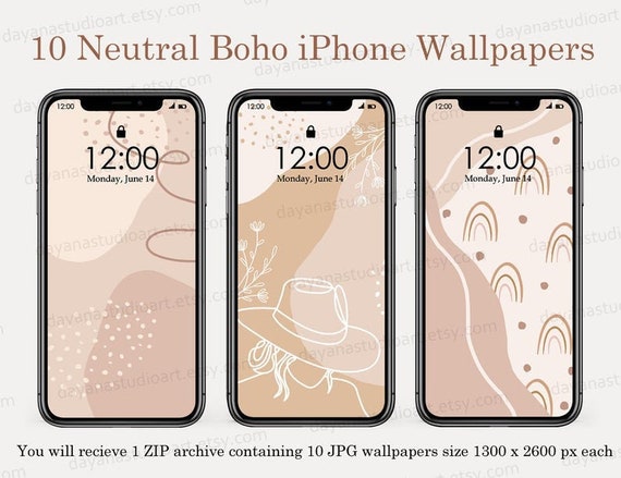 10 Boho Phone Wallpaper Neutral Iphone Background | Etsy