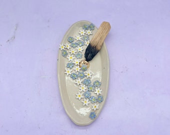 Ceramic Incense Holder, Altar Supplies, Incense Gifts for Her, Ritual Tools, Witch Things, Mothers Day Gift, Spiritual Gifts, Flower Pottery