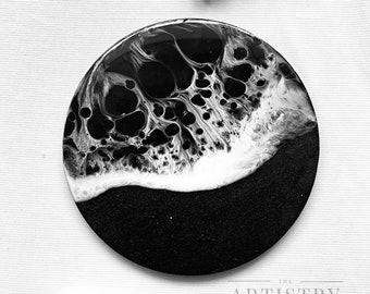 Waves Resins Coaster Set (4 pieces), Coasters for Home Decor Approx size: 4x4 inches Available in Black, Blue, Orange, Green and Pink.