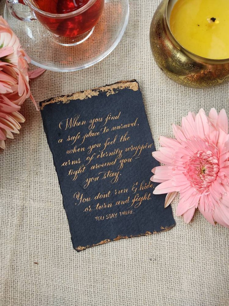 Quote Cards Deckled Edge Cotton Paper Custom Made Calligraphy image 5