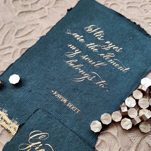 Quote Cards Deckled Edge Cotton Paper Custom Made Calligraphy image 1