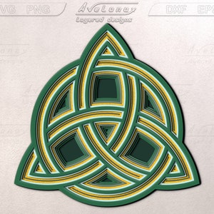 Multilayer Celtic knot SVG, Celtic png, Irish svg, 3d Mandala laser cut file, Layered Trinity knot Glowforge svg, Triquetra svg