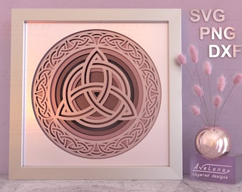 Celtic knot SVG, 3D layered Mandala cut file, Multilayer Celtic shadow box svg, 3D Celtic ornament svg, Round wall art png, COMMERCIAL use