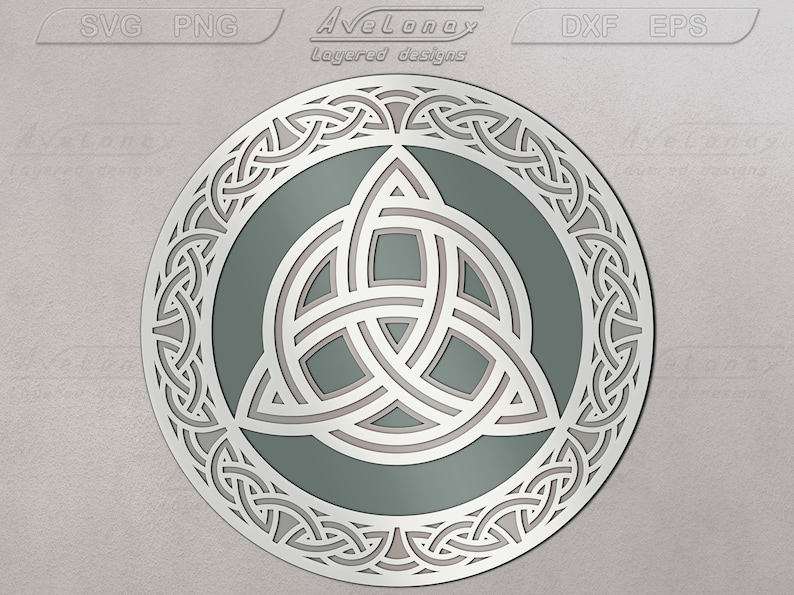 Layered Celtic knot SVG, 3D Celtic Mandala cut file, Multilayered trinity knot laser cut file, Celtic wall decor svg, Floral ornaments dxf image 3
