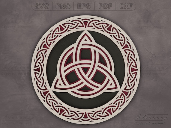 Layered Celtic knot SVG, 3D Celtic Mandala cut file, Multilayered trinity knot laser cut file, Celtic wall decor svg, Floral ornaments dxf