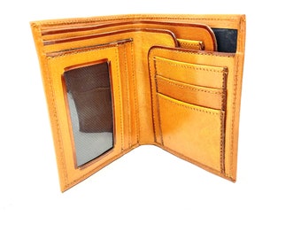 Handmade Mexican Artisanal Plain Leather Bifold Men Wallet