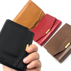 cartera de piel lisa hecha a mano