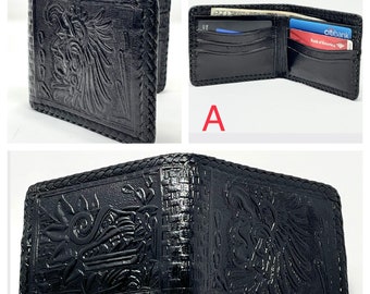 Handmade Mexican Hand Tooled Laced Leather Men's Wallets