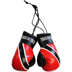 Trinadad & Tobago Miniature Christmas Ornament/Boxing Gloves Perfect for Christmas Tree/Car Mirrors and Backpacks Approx 4 inches