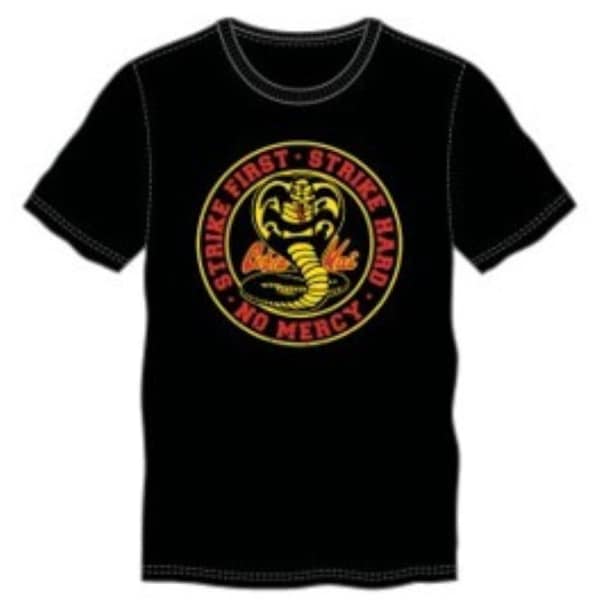X-Mas Delivery Cobra Kai "Strike First, Strike Hard, No Mercy" Black Adult T-Shirt Officially Licensed