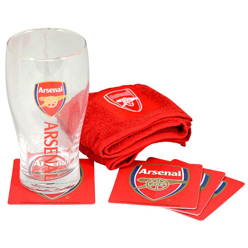 Arsenal FC Premier League Mini Bar Set Pint Glass 4 Coasters Etsy