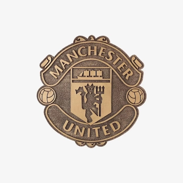 Manchester United Crest "Bronze Effect" 8 Inch  Metal Sign Officially Licensed