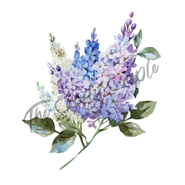 Lilac Flowers Purple and Blue Waterslide Decal