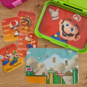 Inserto para lonchera Super Mario con tarjetas de afirmación