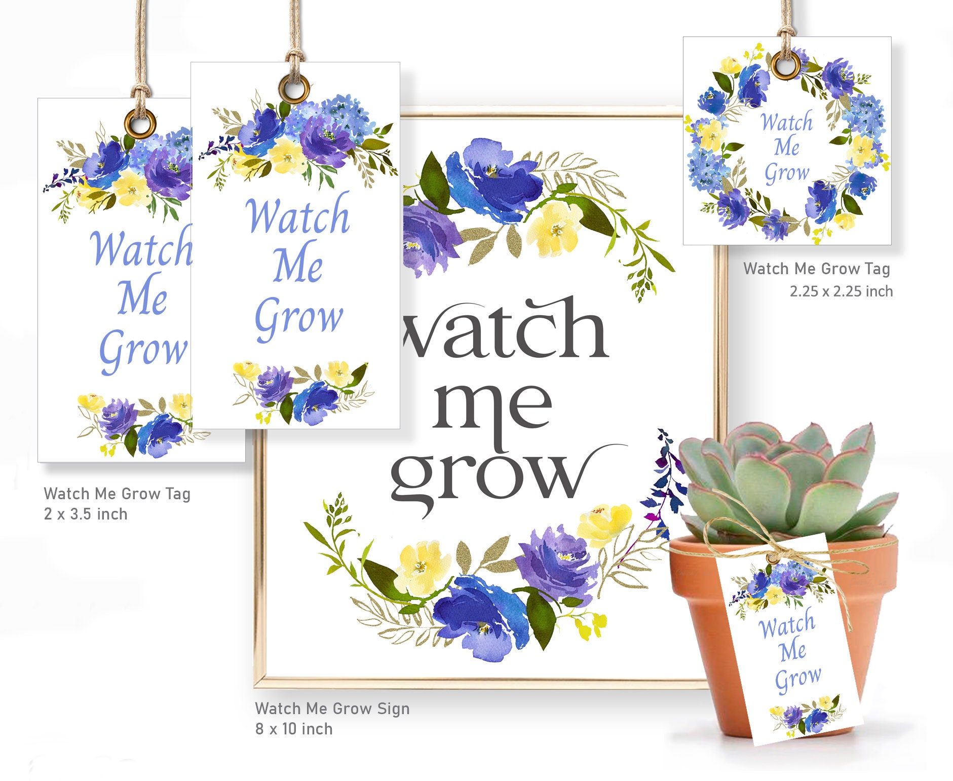Baby Shower Favors Watch Me Grow Tags and Signs Templates | Etsy