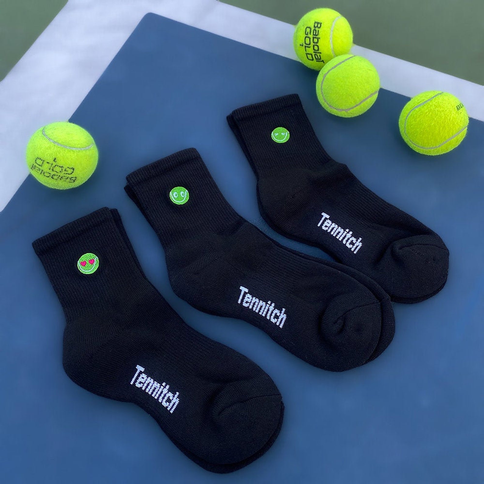 Tennis Ball Embroidered Cushioned Athletic Socks_3 Pairs Etsy UK