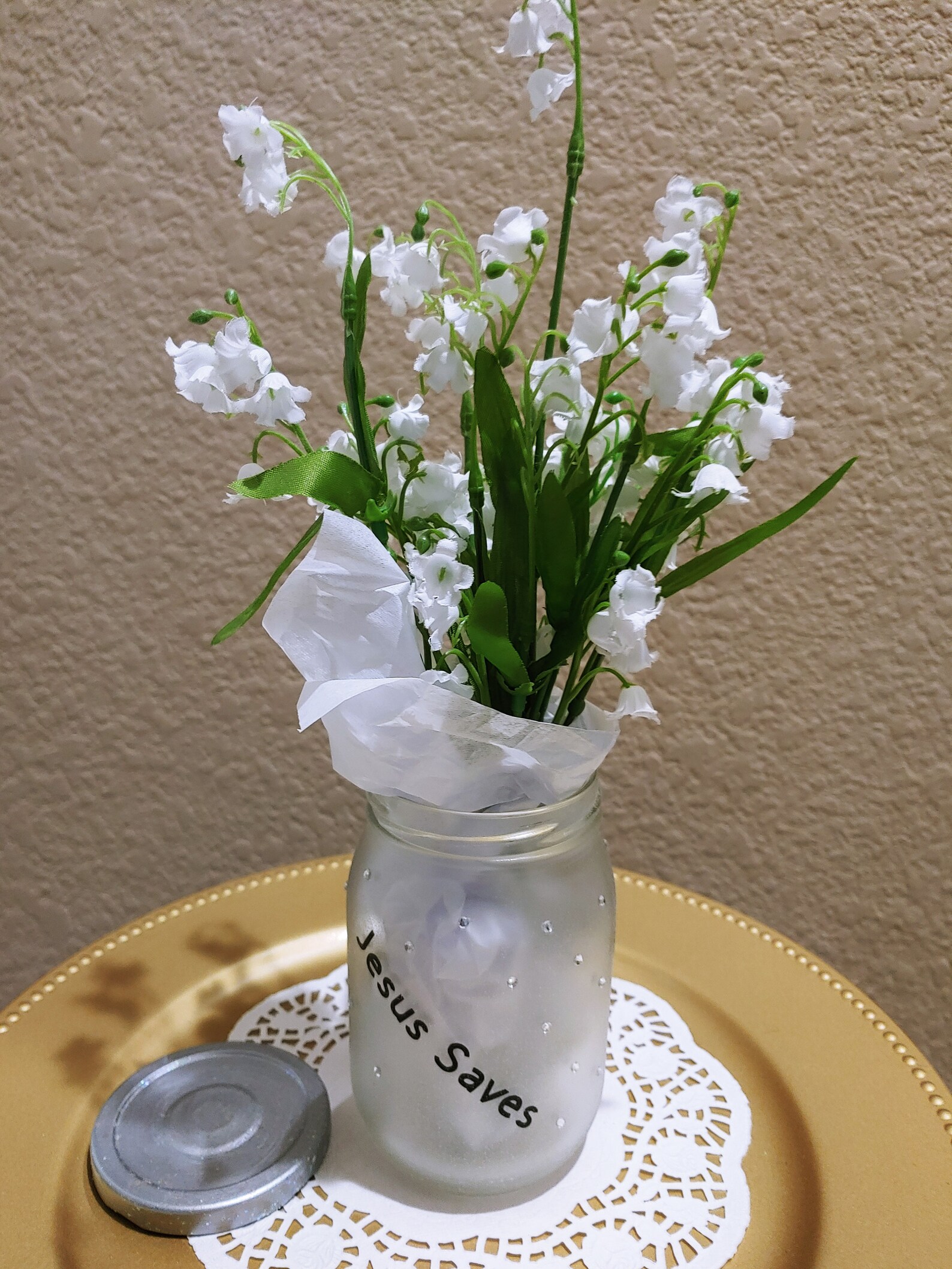 Flower Vase Frosted Mason Jar Jesus Saves with Cross Etsy
