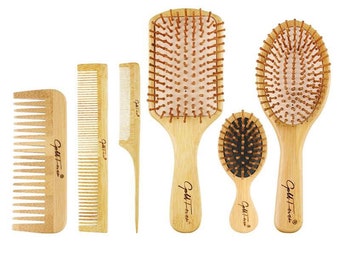 Handmade Bamboo Hair Brush/ Comb Set ( For Home use- Spa collection/ Hair Salon)