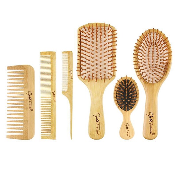 Handmade Bamboo Hair Brush/ Comb Set ( For Home use- Spa collection/ Hair Salon)