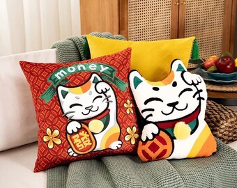 maneki neko pillow