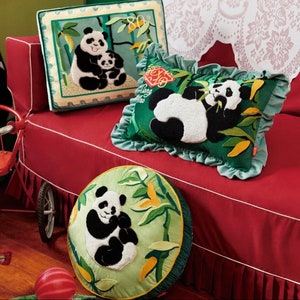 Handmade Embroidered Panda Cushion