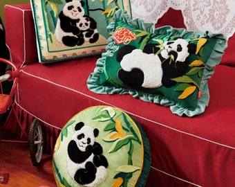 Handmade Embroidered Panda Cushion