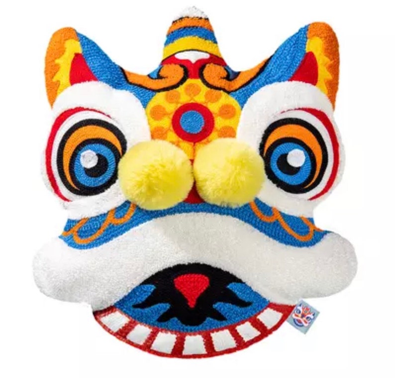 Handmade Embroidery Cushion-hong Kong Lion Dance - Etsy