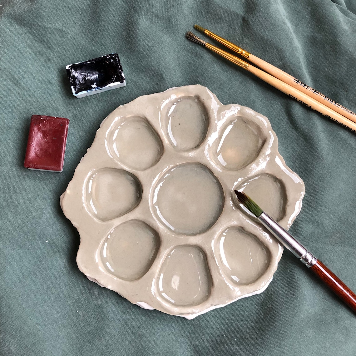 Ceramic palette Ceramic paint palette Watercolor palette Etsy