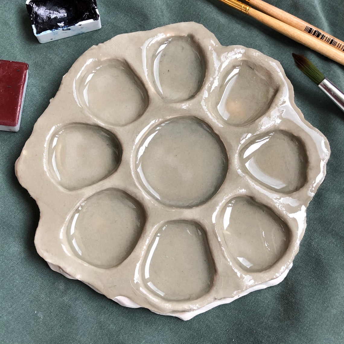 Ceramic palette Ceramic paint palette Watercolor palette Etsy