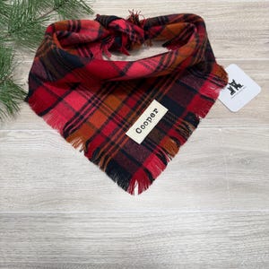 Xmas Plaid Dog Bandana, Winter Dog Bandana, Custom Dog Bandana, Personalized, Frayed, Fringe, Xmas Dog Bandana, Fall Plaid Bandana