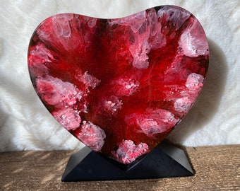 Resin Ink Heart in stand, Valentine’s Day, love, Cupid, gift for mom, gift for wife, gift for girlfriend