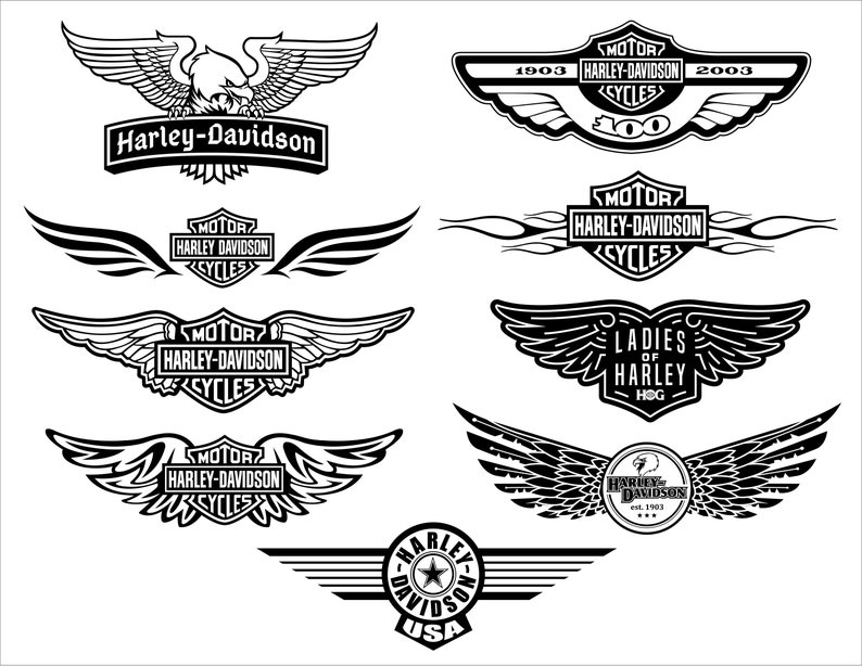 Download Harley Davidson logo SVG Bundle. Moto brand emblem vector | Etsy