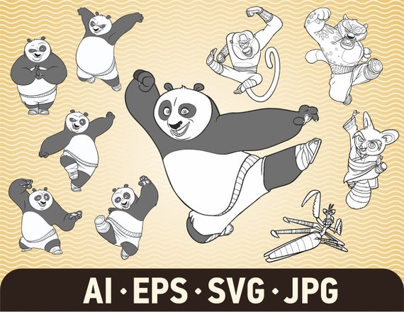 Download Kung Fu Panda Svg Bundle Cartoon Vector Clipart Collection Etsy