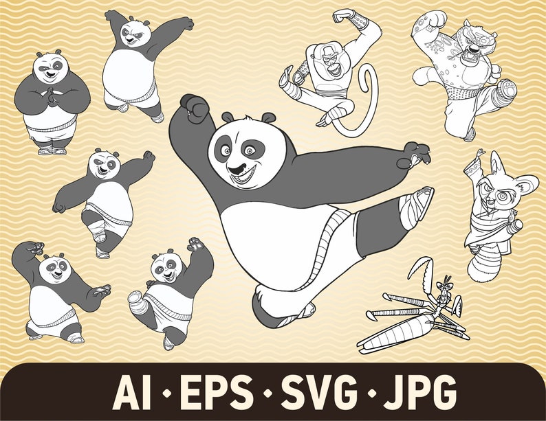 Download Kung Fu Panda SVG Bundle. Cartoon vector clipart collection. | Etsy