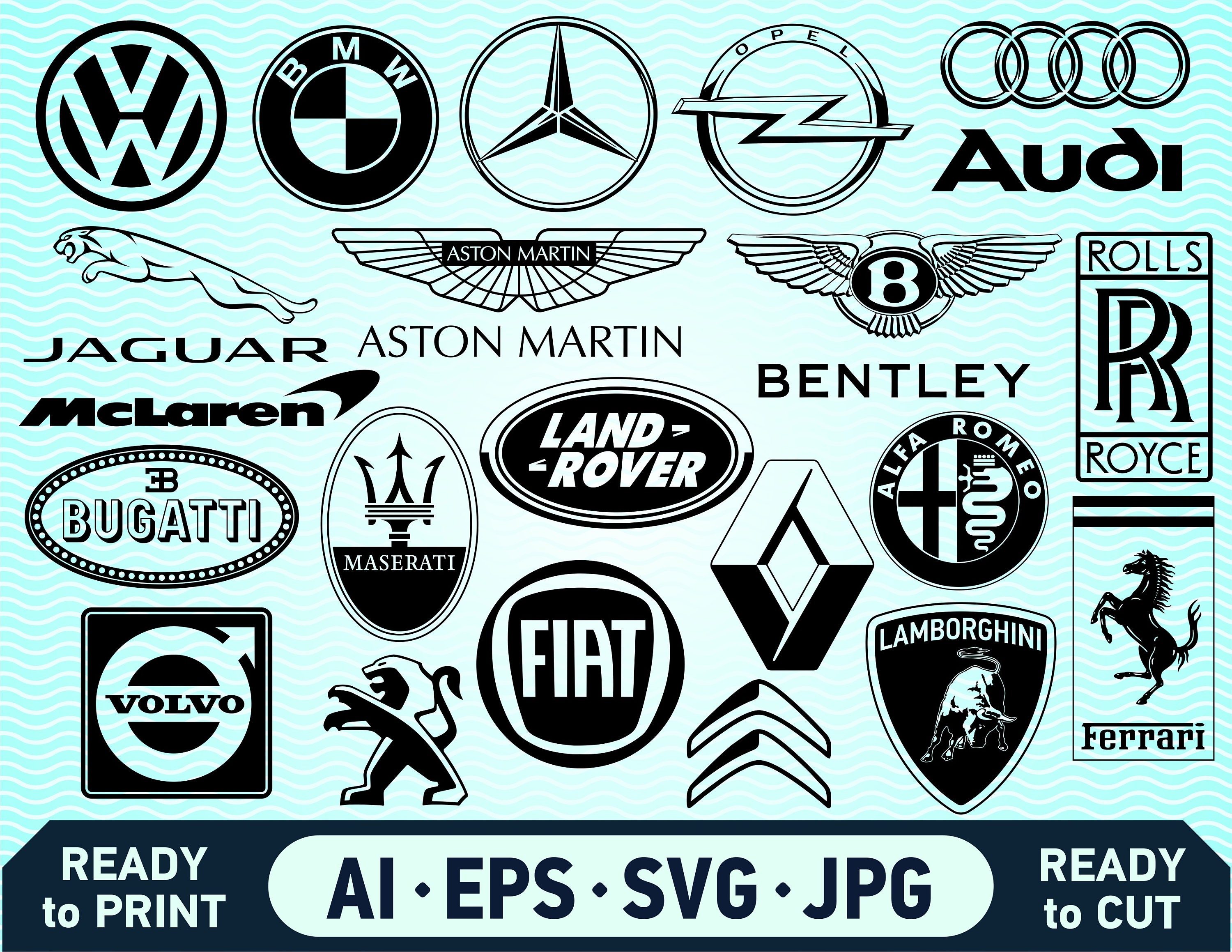 Europe car design elements SVG Bundle. Auto sticker label Etsy