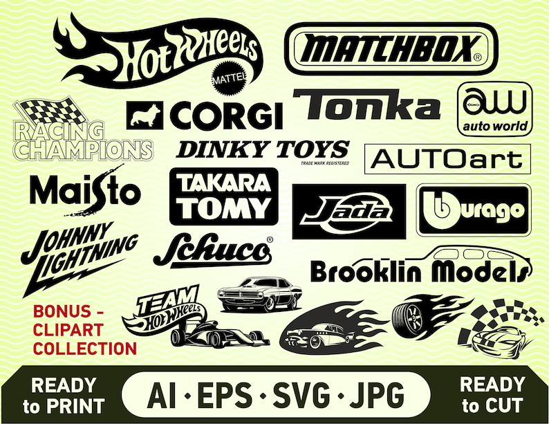 Toy car logo SVG bundle. Diecast scale model company brand Etsy