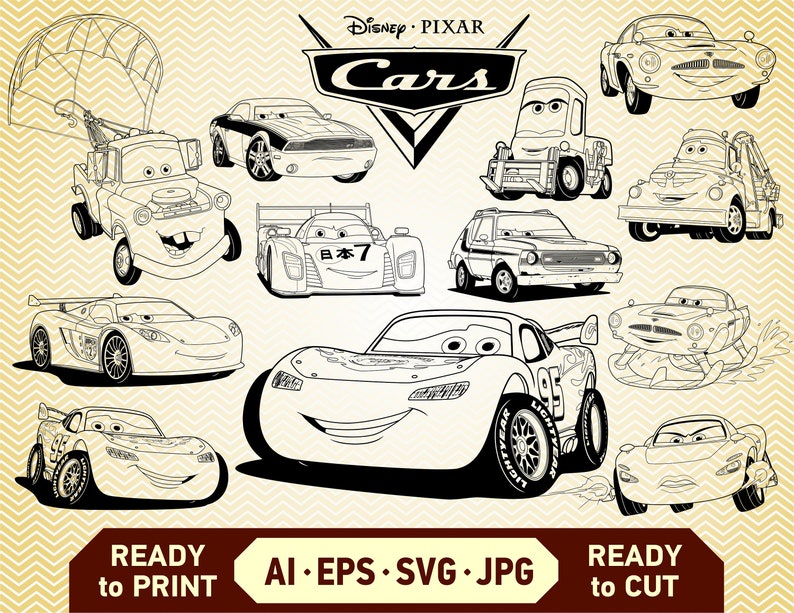 Disney Pixar Cars SVG Bundle Vector Clipart Collection | Etsy
