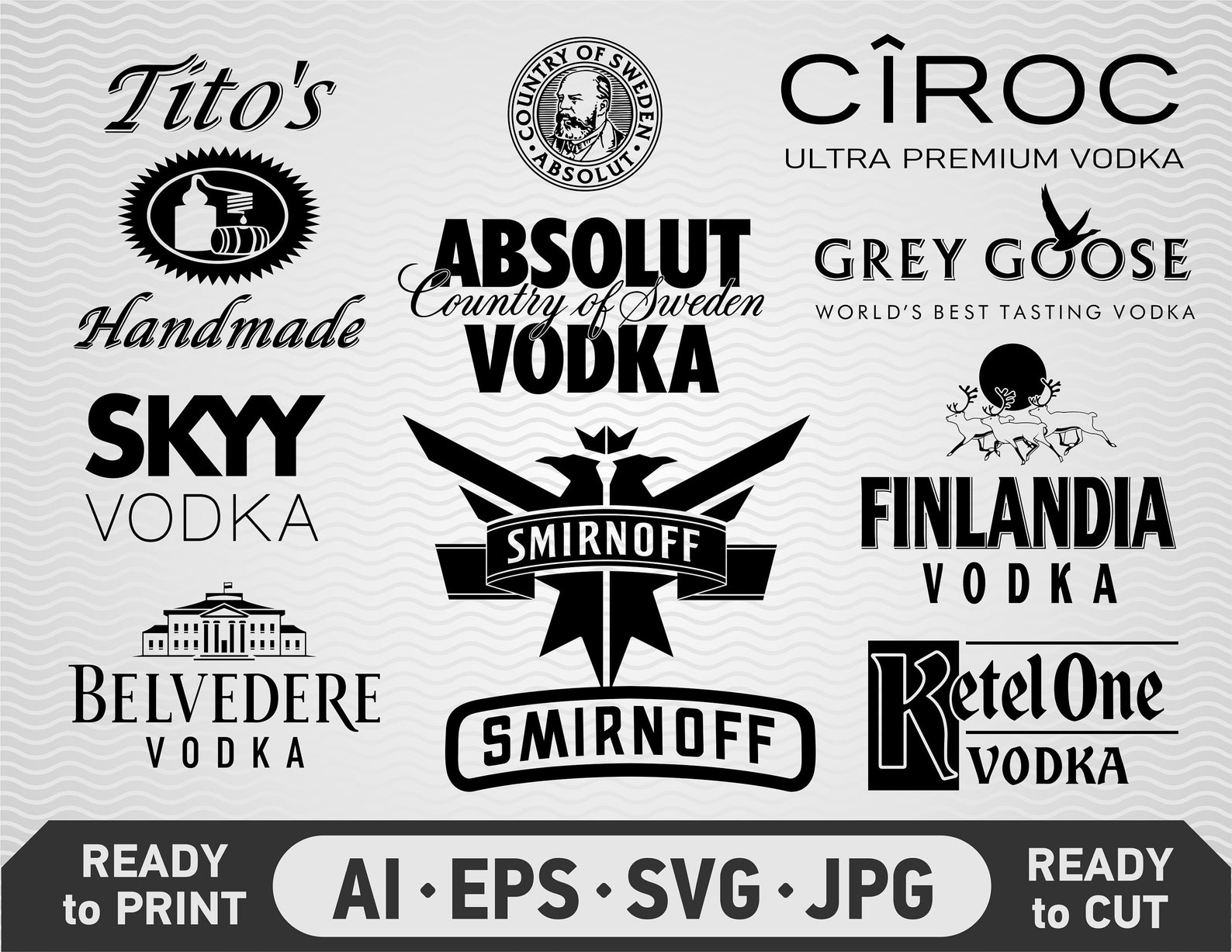 Vodka logo SVG Bundle. Alcohol drink brand emblem label vector Etsy