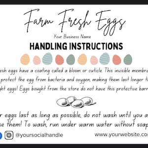 Instrucciones de manipulación de huevos frescos de granja