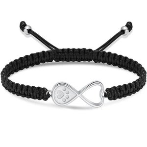 Bransoletka z urną Bransoletka z popiołu Pamiątka po zmarłym psie Serce nieskończoności Pętla z łapką Stal nierdzewna Srebrna z osobistym grawerem