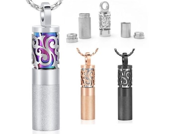 Collana con ciondolo a forma di urna, ricaricabile 2 volte, urna, gioielli con cenere, collana ricordo, ceneri, capelli, collana commemorativa, umano, cane, acciaio inossidabile, argento, oro rosa, incisione