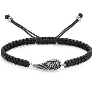 Bransoletka z urną skrzydło pamiątkowa biżuteria pamiątka zmarłej osoby lub psa wisiorek na prochy urna bransoletka ze stali nierdzewnej srebrna z grawerem