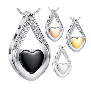 Urn Necklace Cremation Keepsake Pendant for fill  Ashes Human or Pet Dog Memorial Jewelry With personal Engraving Steel in Silver Gold Rose