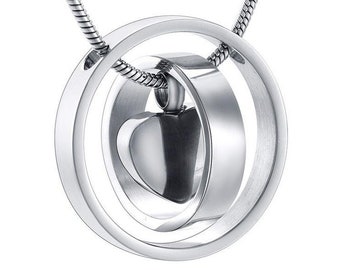 Urn Necklace Cremation Keepsake Jewelry for Ashes of Human or Pet / Dog Infinity Love Heart Pendant Stainles Steel Silver With Engraving