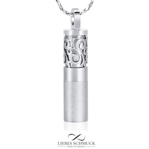 Urn Necklace Cremation Keepsake Mini Jewelry Pendant for 2x Ashes or Hair Memorial of Human or Pet / Dog Steel Silver  With Engraving